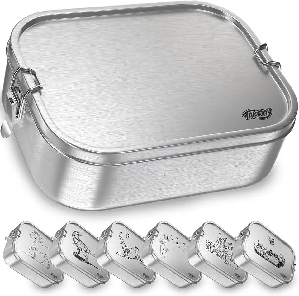 Edelstahl Brotdose mit Fächern 800ml – Auslaufsichere Lunchbox für Kinder & Erwachsene, Bento Box mit flexibler Unterteilung, für Kindergarten, Schule & unterwegs (Silber, Trennsteg)