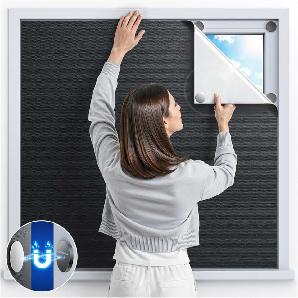 Magnetic Blackout Window Cover, Portable 100% Blackout Curtains for Bedroom
