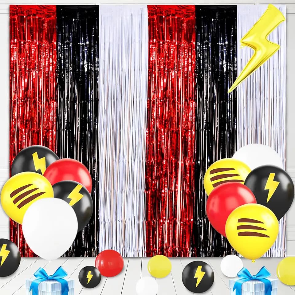 23 Red Black White Foil Fringe Curtains Birthday Party Decorations