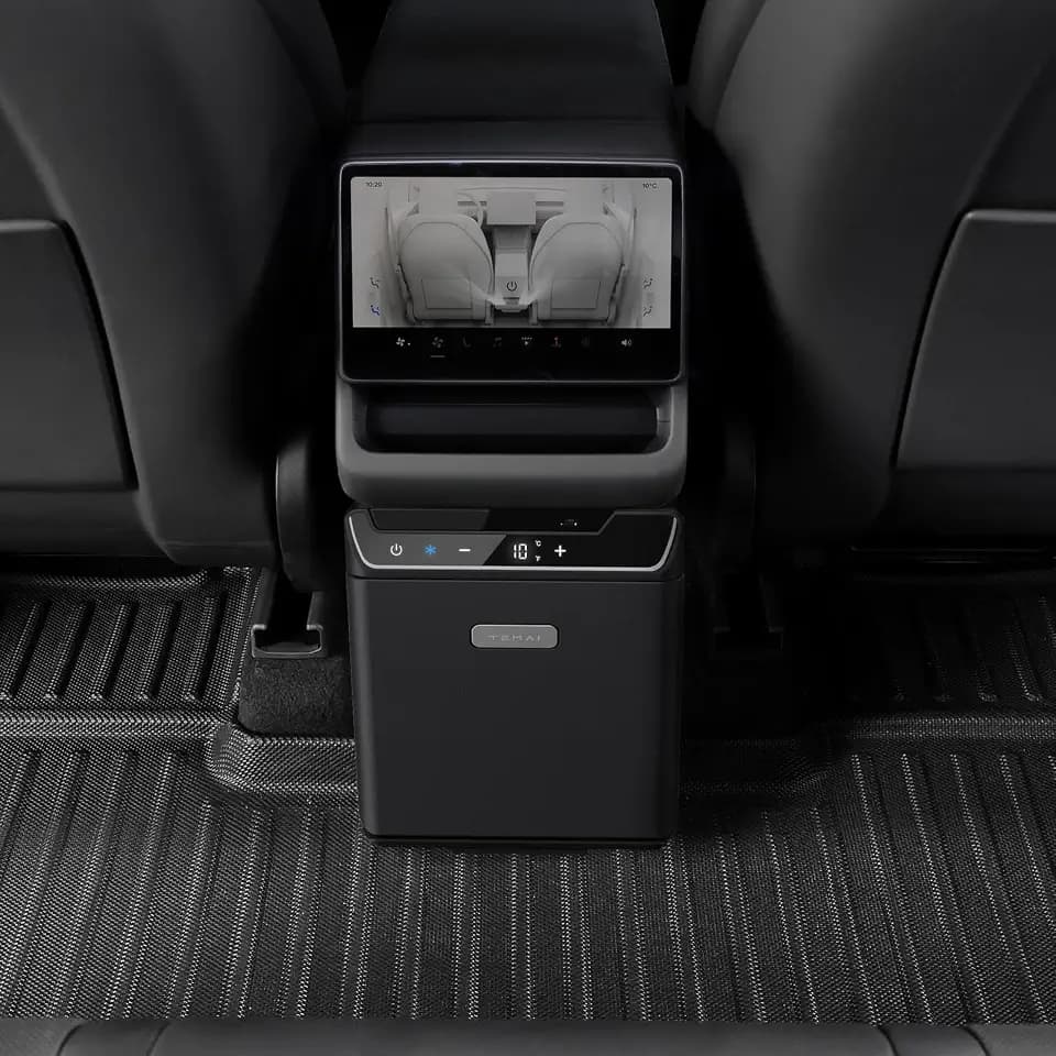 Tesla Model Y Juniper Rear Center Console Refrigerator 3.6L Portable Cooler & Warmer, Tesla accessories for Camping, Outdoor Driving, Travel