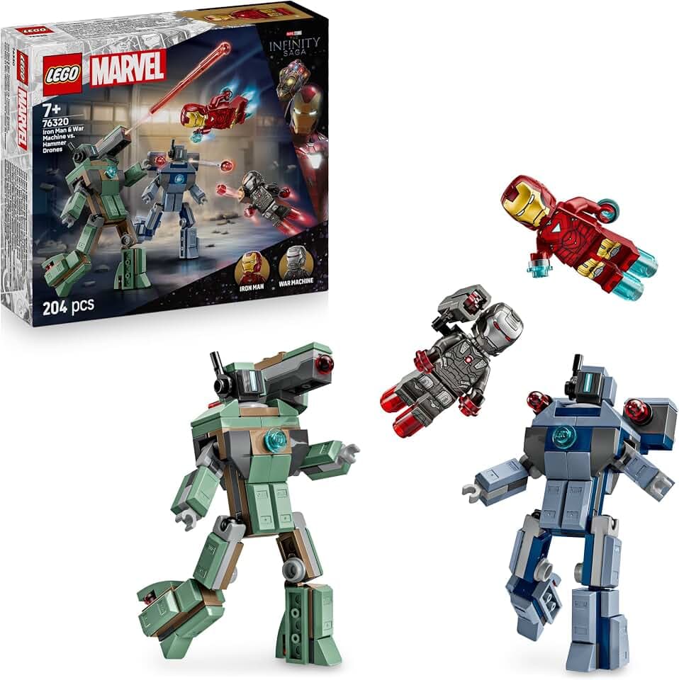LEGO ǀ Marvel Iron Man & War Machine vs. Hammer-Drohnen - Superhelden Spielzeug für Jungen und Mädchen - Minifiguren zum Bauen und Spielen - Kreatives Geschenk für Kinder ab 7 Jahren - 76320