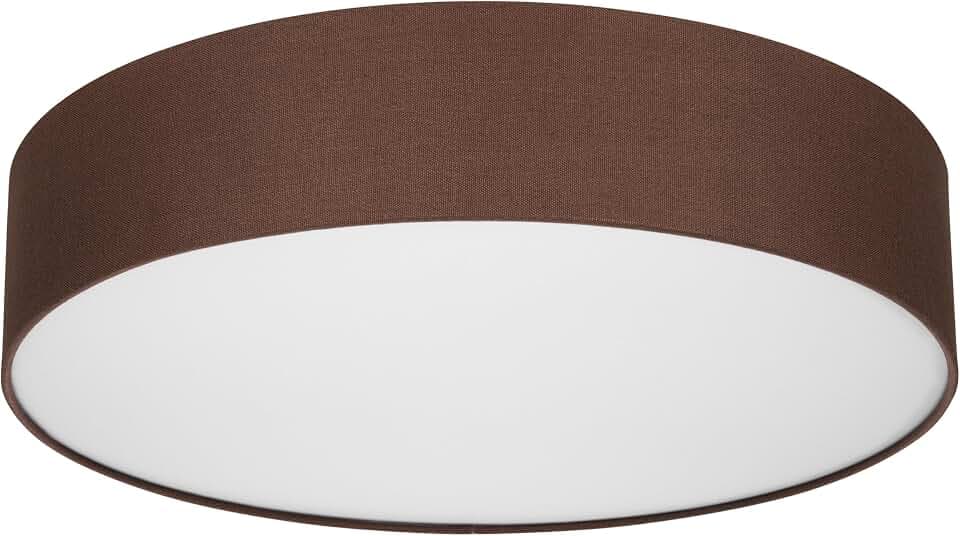 REV Deckenleuchte rund - 50cm, Stoff-Lampenschirm im Vintage Look, braun