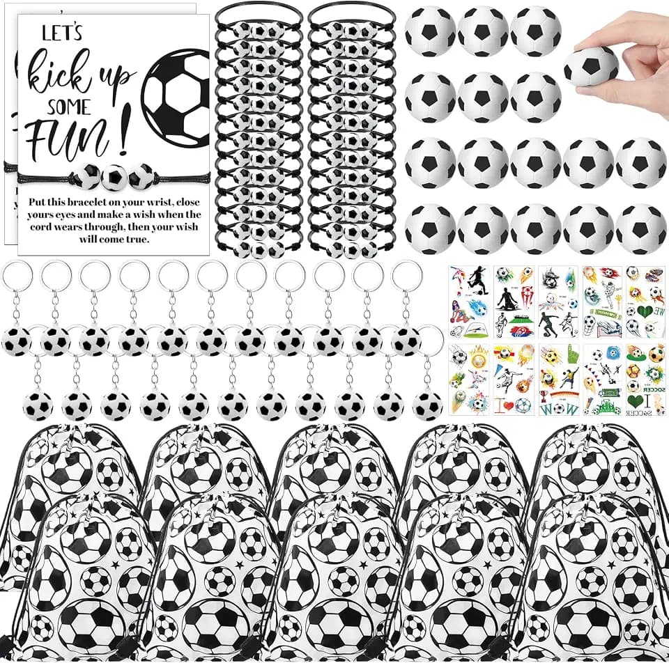 Equsion 144 Pcs Soccer Party Favors Goodie Bags Set for Sports Party