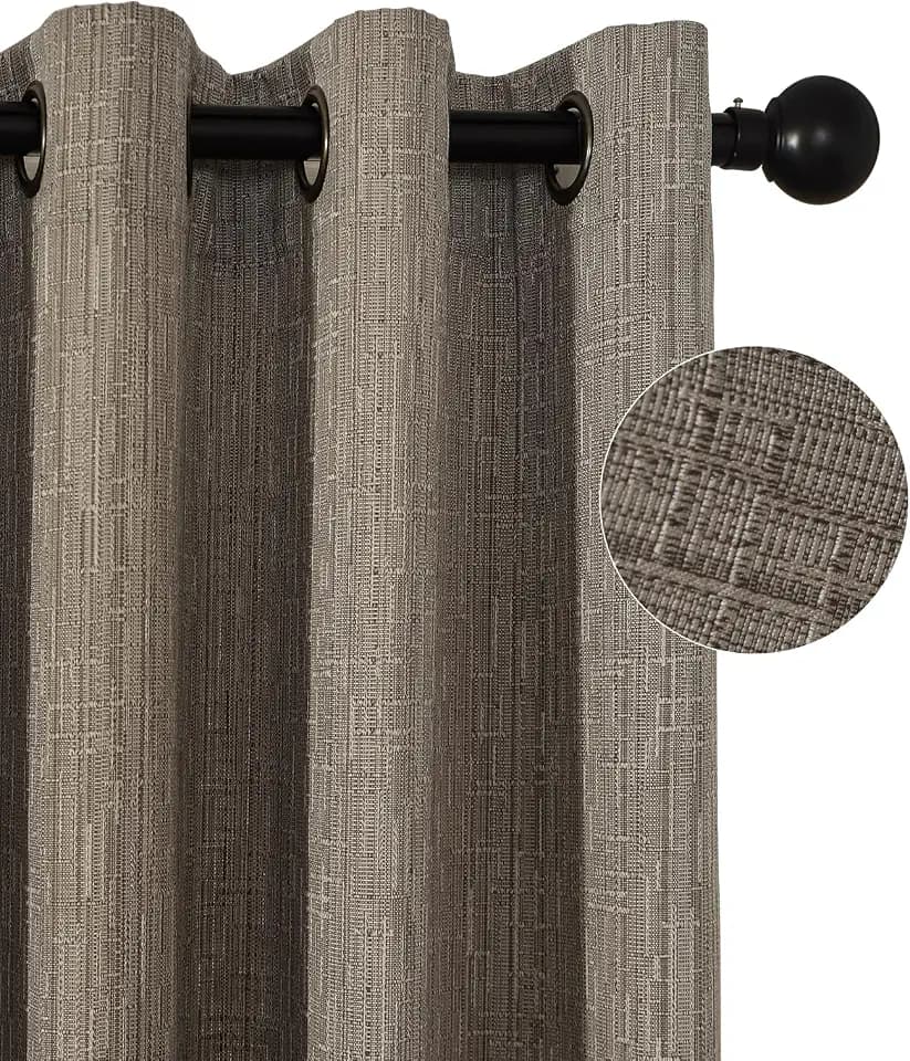 Linen Curtains 72 inch Length 2 Panels Burlap 52x72 Dark Coffee