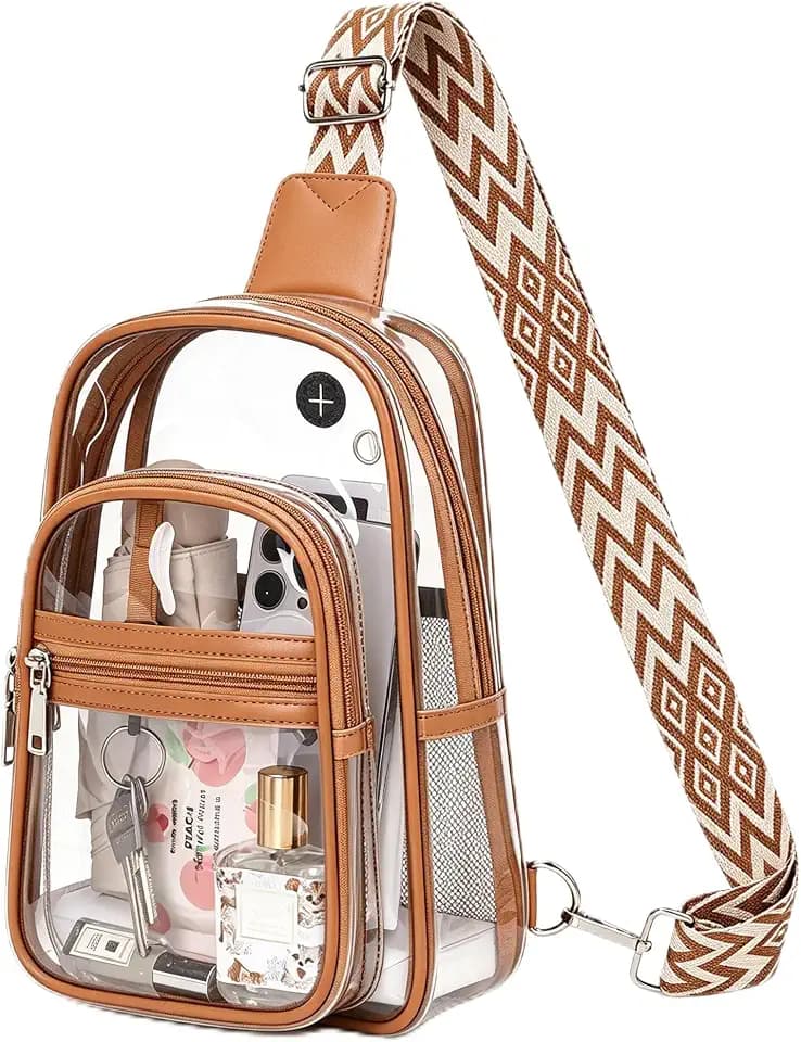 MOONBABY Clear Bag for Stadium Events, Clear Backpack Purse for Women Waterproof TPU Crossbody Fanny Pack