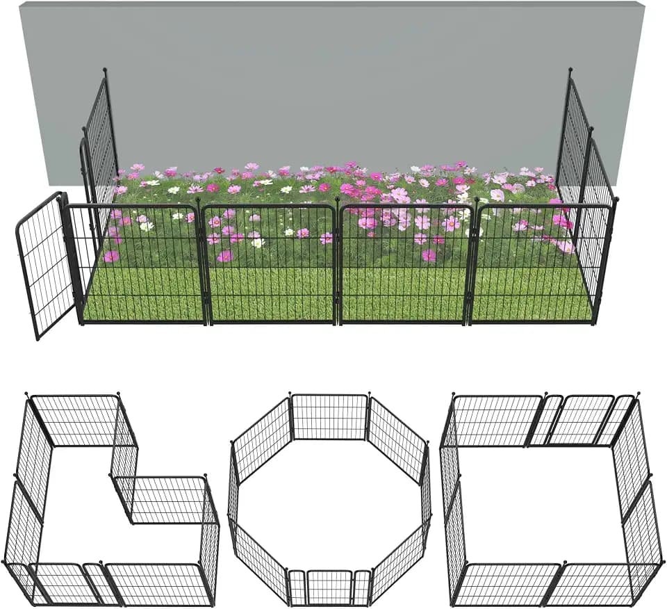 FXW No Dig Garden Fence, Outdoor for Yard, 32in(H) x 18.2ft(L), 8 Panels
