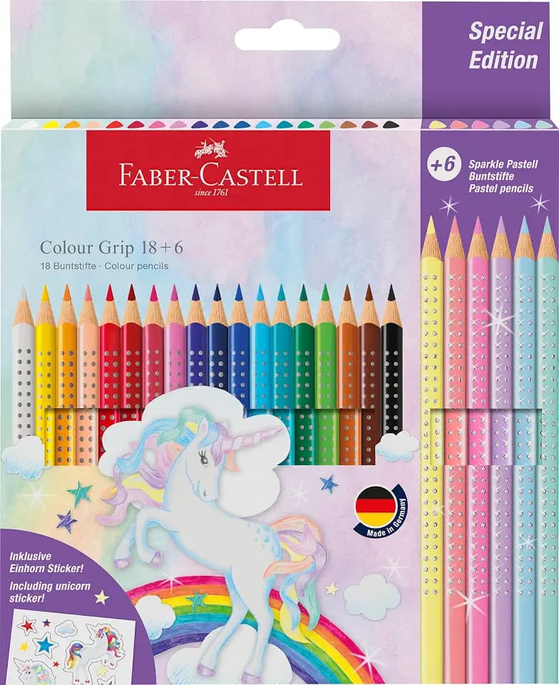 Faber-Castell - Buntstifte Set Einhorn, 24-teilig, inkl. Stickern