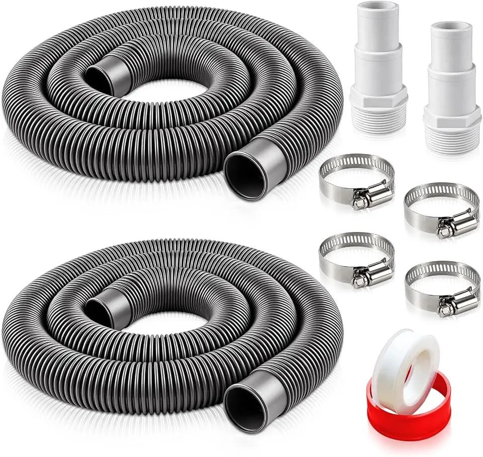 Boltigen 1.5" Pool Filter Hose Replacement Kit (6ft, 2-Pack), Durable EVA Pump Hose with 1.25" & 1.5" Adapters and Clamps, Compatible with Intex & Hayward Above Ground Pool Systems