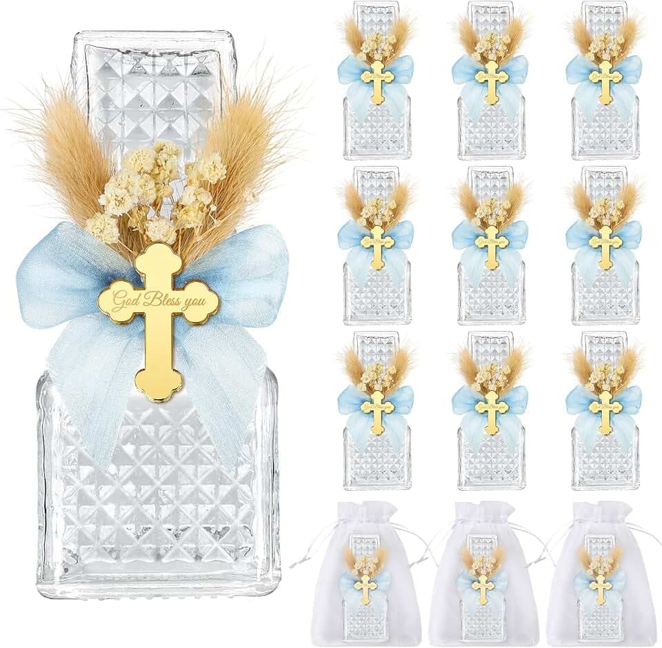 12 Sets Holy Water Bottle,Glass Holy Water Container (Elegant Blue)