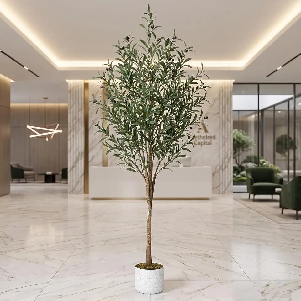 Garvee 5.3FT Artificial Olive Tree in Pot, Fake Olive Plants with Nautral Leaves & 34 Fruits, Decorative Artificial Plants Indoor for Office Home Bedroom Modern Farmhouse Entryway Decor