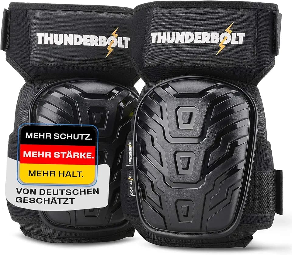 Thunderbolt® Knieschoner Professioneller Knieschützer mit komfortablem Gelkissen Knieschoner Fliesenleger, Bau, Bodenbeläge, Gartenarbeiten mit starken rutschfesten Gurten