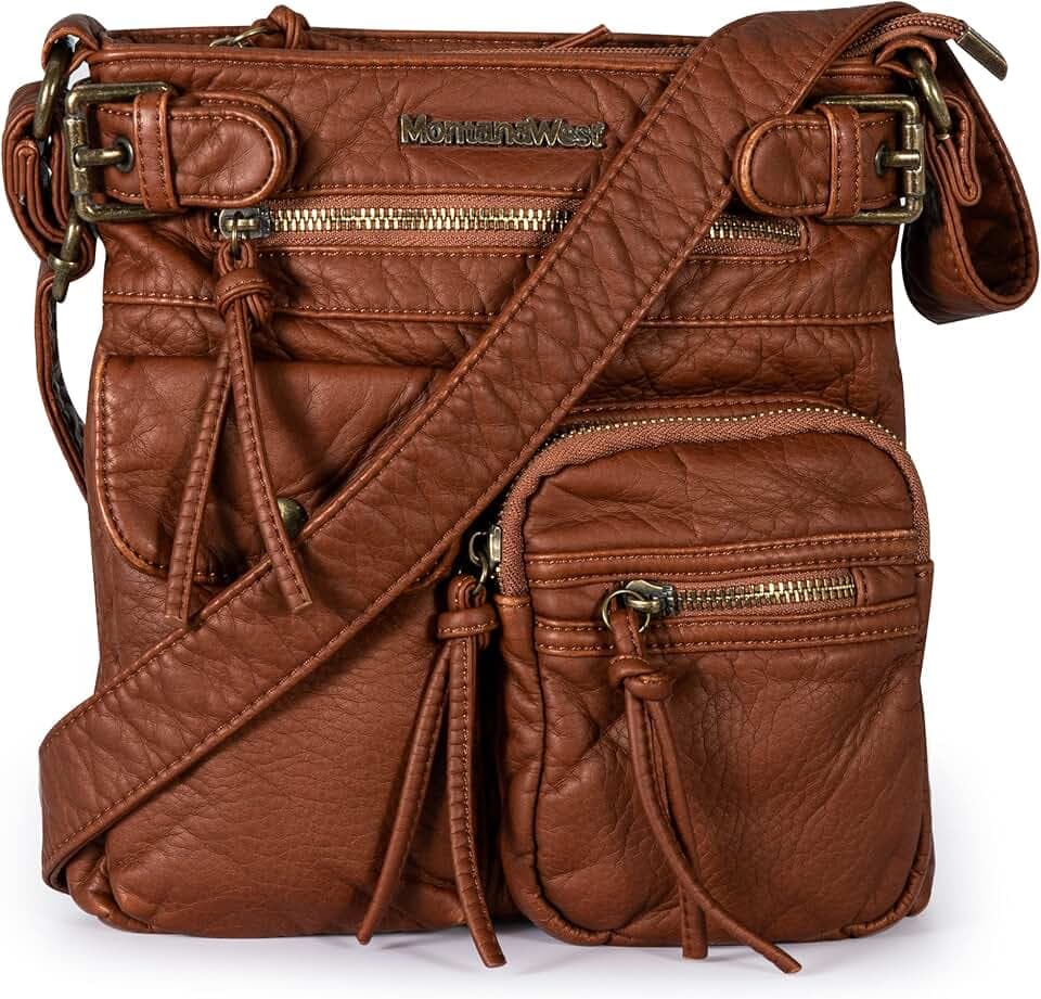 Montana West Crossbody Bag for Women Soft Washed Leather Multi Pocket