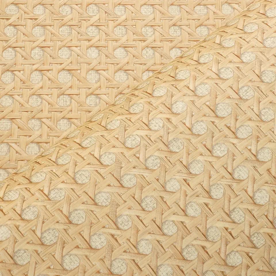 VEELIKE Non-Textured Natural Brown Rattan Peel and Stick Wallpaper Waterproof Rattan Weave Wallpaper for Bedroom Walls 15.7''x354'' Self Adhesive Cane Look Contact Paper for Cabinets Dressers Shelves