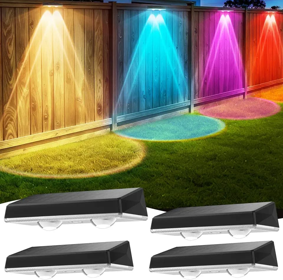 Solar Wandleuchten für Außen Solarlampen für Außen Wand IP67 Wasserdichte Solarwandleuchten mit 3 Farbtemperaturen Solarleuchte für Garten Balkon Terrasse Treppen RGB 4er