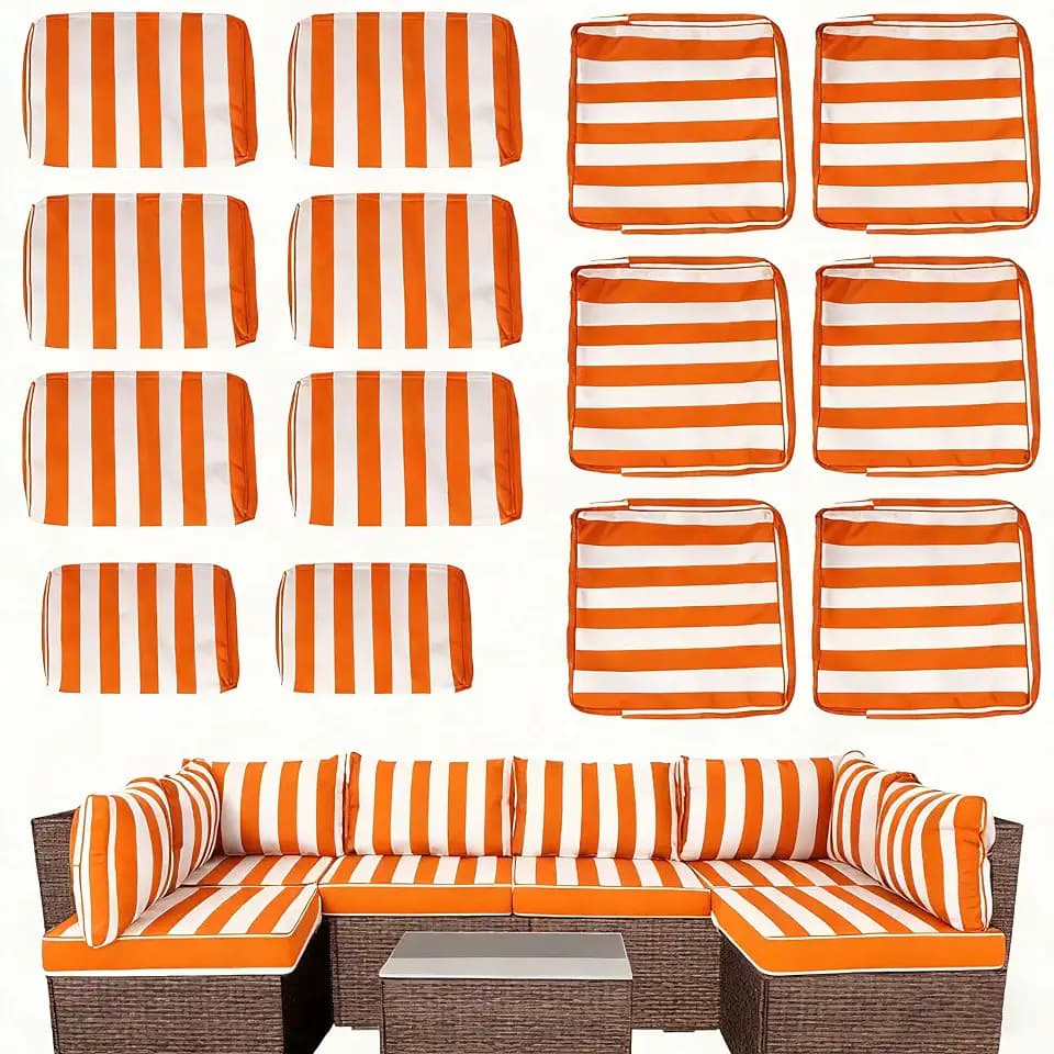 Outdoor Cushion Covers for Patio Furniture, Patio Cushion Covers Replacement with Zipper, Waterproof & Fade Resistant,Only Cover