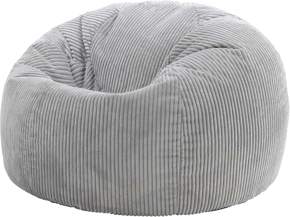 Icon Kingston Sitzsack Cord mit Füllung, Grau