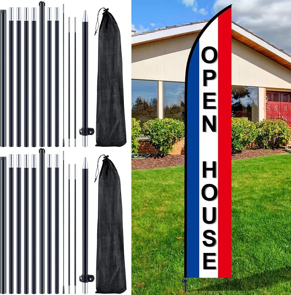 Gisafai 2 Sets 14 ft Feather Flag Poles Kit, Swooper Hardware Stake