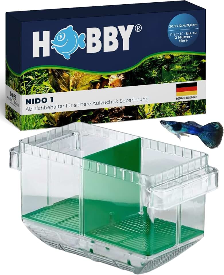 HOBBY Aquaristik Nido 1 I Schwimmender Ablaichkasten mit automatischer Wasserstandsanpassung I Aufzuchtbecken für Jungfische I Ablaichbehälter mit Trennwand für 2 Fische