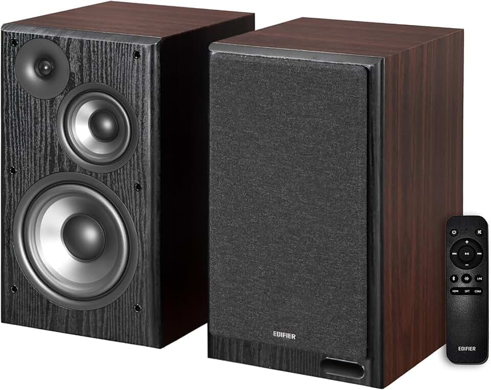 Edifier R2750DB MKII 3-Way Powered Bookshelf Speakers, 144W RMS, Walnut
