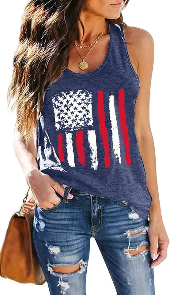 Womens Vintage Graphic Racerback Tank Tops Summer Beach Vacation Tank Cami Casual Loose Workout Yoga Tanks Vest