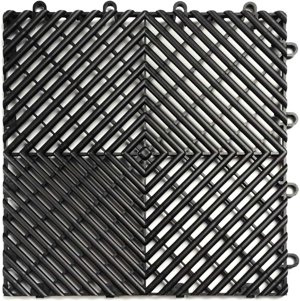 SnapLock RaceDeck Free-Flow 12"x12" Interlocking Garage Tiles, 48pk, Black