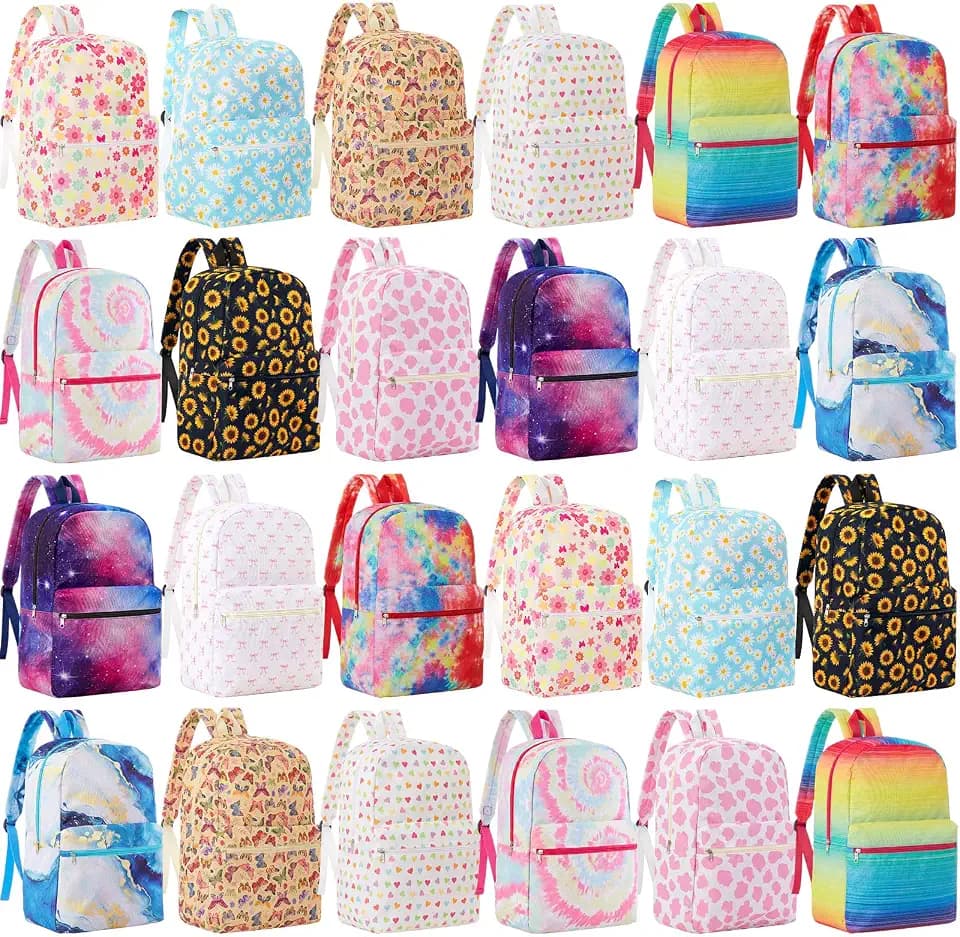 Amylove 48 Pack Bulk School Backpacks for Kids 17 Inch Feminine Color