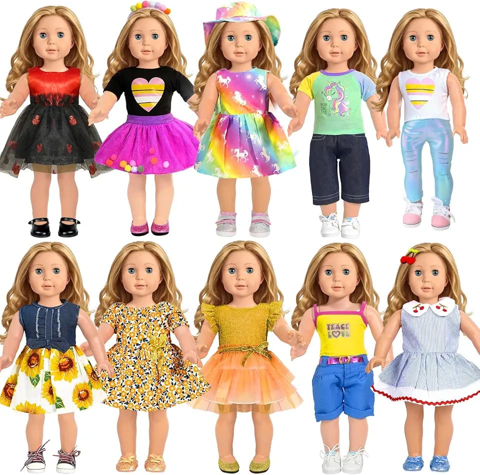 ARTST American 18 inch Doll Clothes Accessories,18PCS Doll Outfit Set