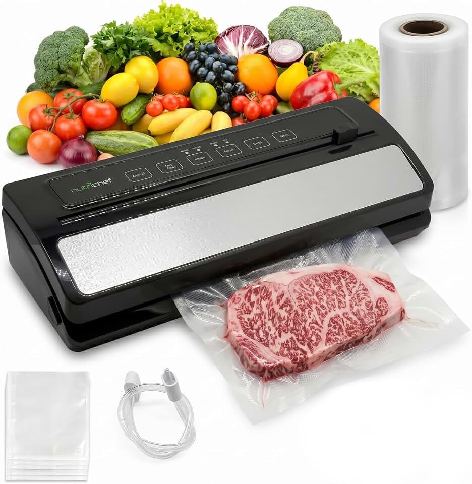 NutriChef Vacuum Sealer for Food, Roll Cutter, Gentle and Normal Modes
