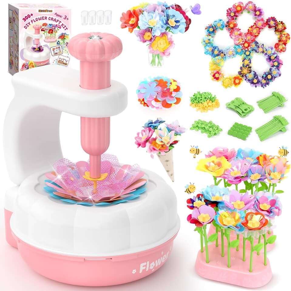 GirlsHome 300+PCS Fabric Flower Bouquets Toys, DIY Flower Making Kit