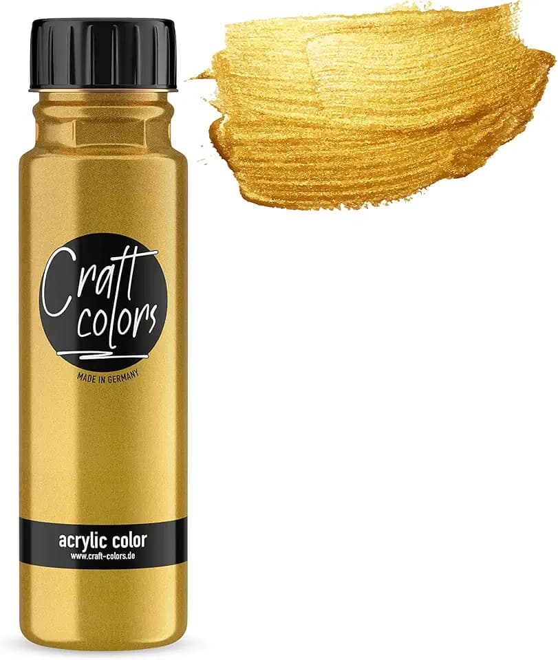 Craft Colors hochwertige Acrylfarbe gold 250ml | Made in Germany | feine premium Pigmente | Kreativfarbe mit hoher Deckkraft | schnell trocknend