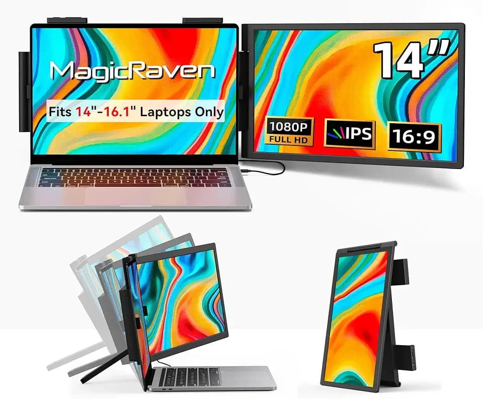 One Cable Plug & Play Laptop Screen Extender, Portable Monitor - 14"