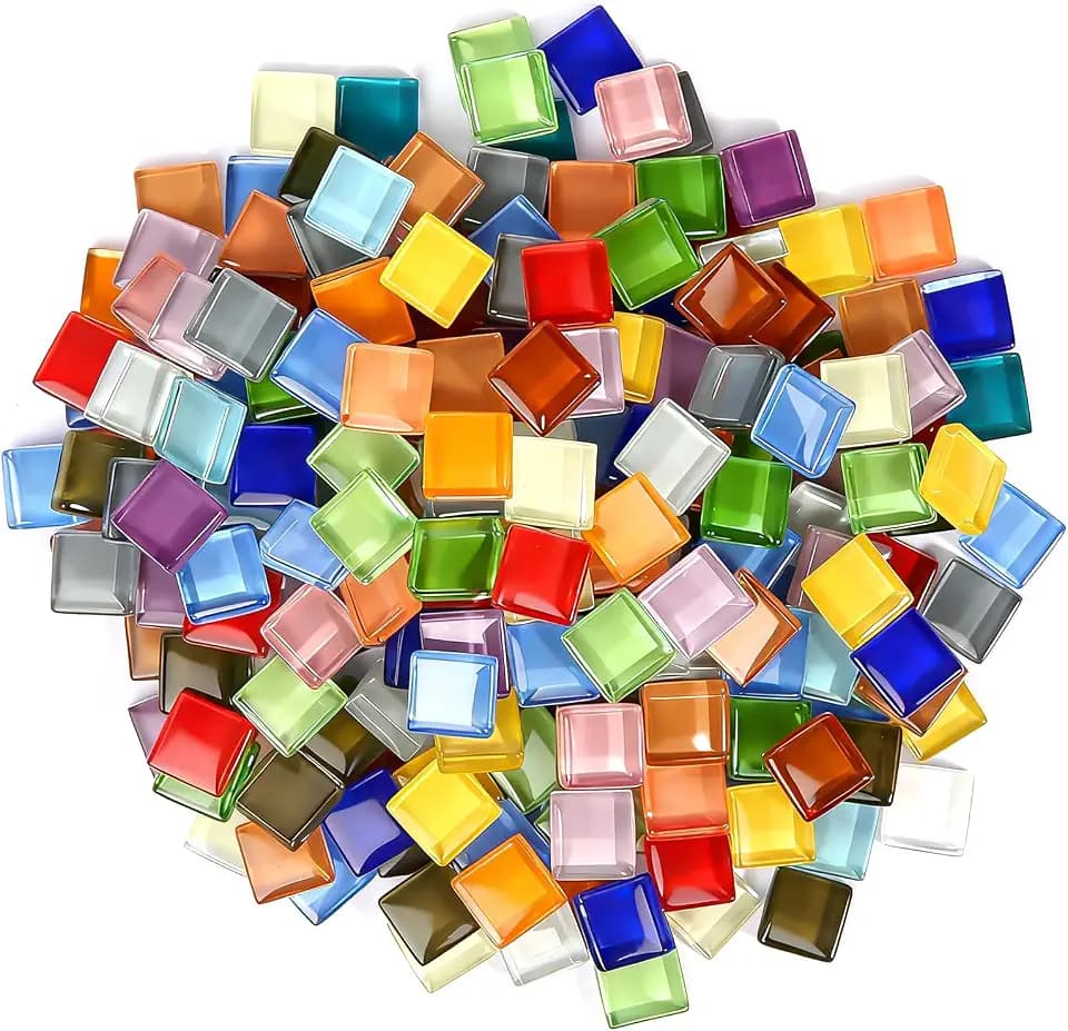 Quadratische Mosaiksteine 500g Mini Mosaik Steine Bunt Mosaiksteine zum Basteln DIY Badezimmer Küche Heimdekoration (1x1 cm, Mix Color)