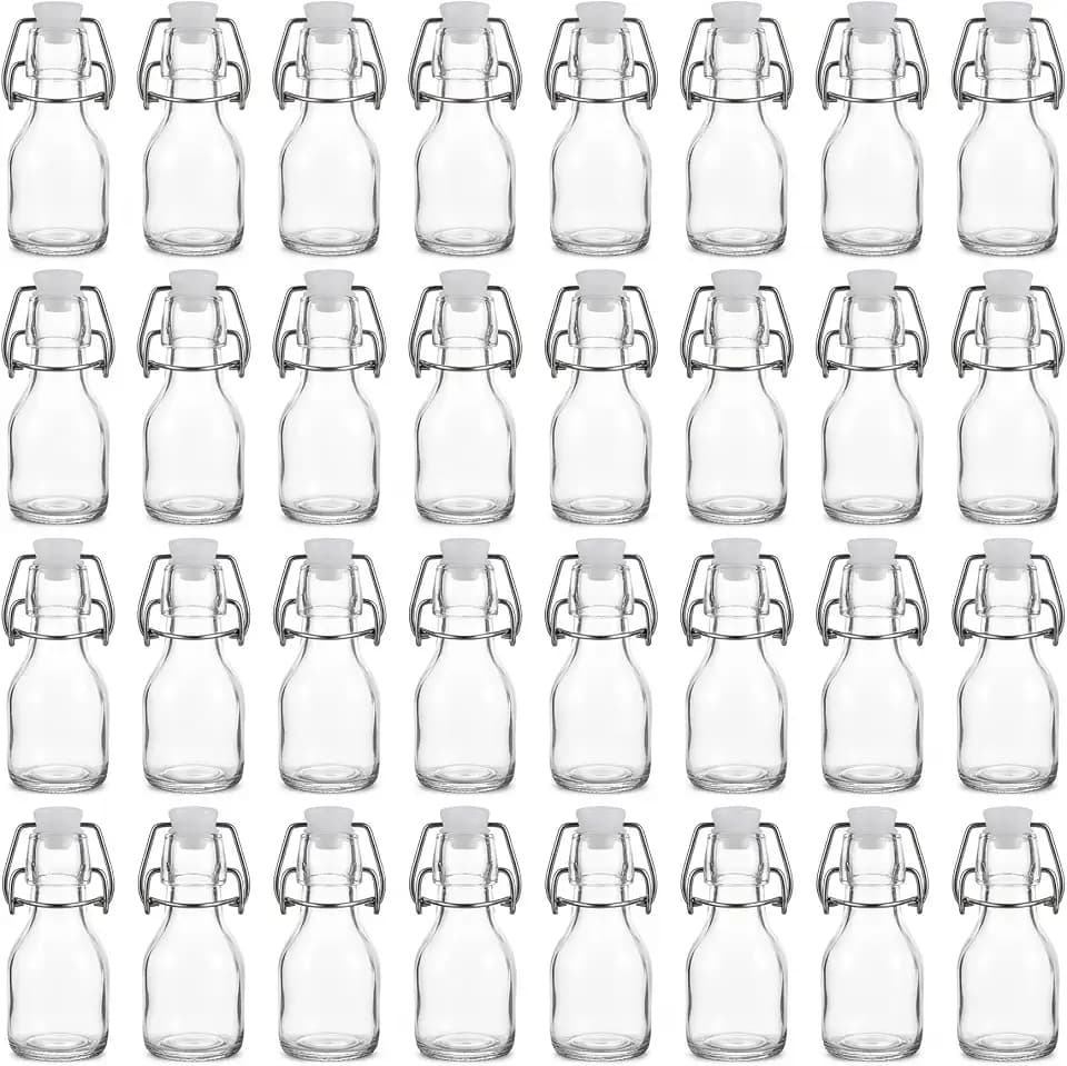 Kingrol 30 Stück 60 ml Mini Glasflaschen mit Bügelverschluss, Mini Aufbewahrungsflaschen kleine Einmachflaschen Kleine Likörflasche Zum Befüllen für Bastelarbeiten, Dekoration, Hochzeitsfeiern