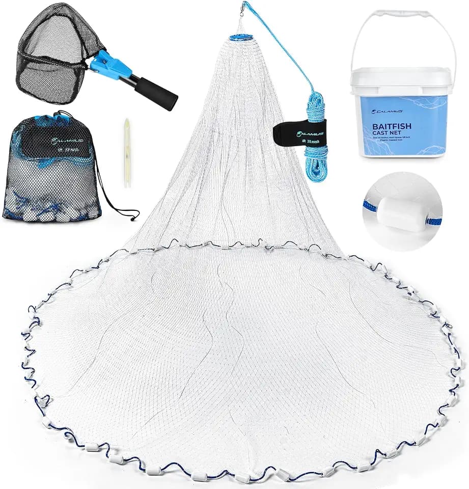 Calamus Baitfish Cast Net, 3/8" Mesh, 3ft-6ft Radius