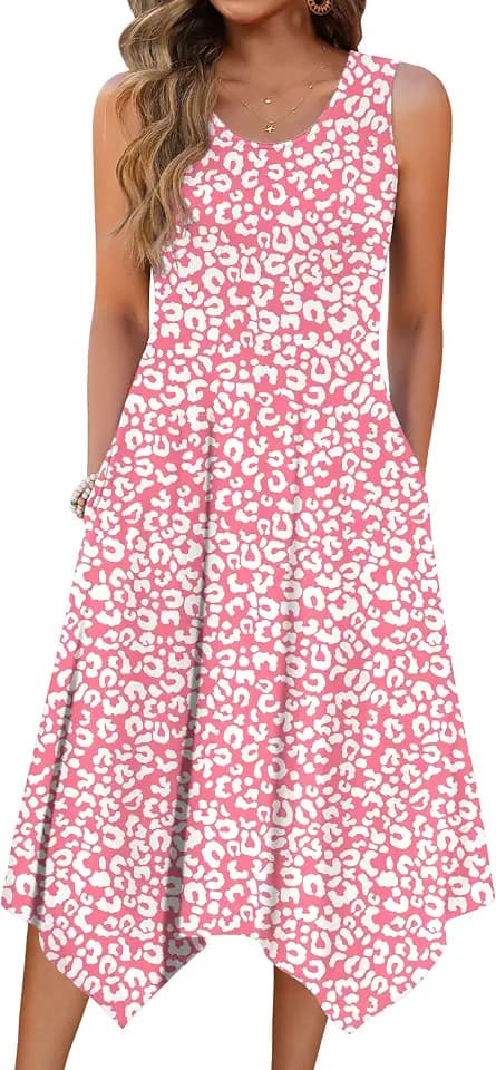 Zeagoo Womens Casual Dress for Summer Tank Dress Loose Flowy Beach Dress with Pockets Hankerchief Flare Midi Sundress 2026