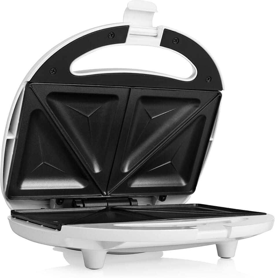 Tristar Sandwich-Maker mit Antihaftbeschichtung, 750 Watt, für 2 Sandwichtoasts pro Vorgang, SA-3052, weiß
