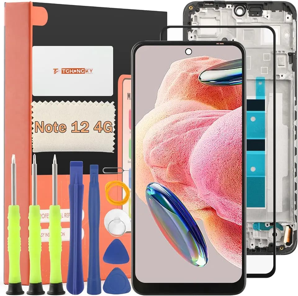 für Xiaomi Redmi Note 12 4G Display für Redmi Note 12 4G LCD Ersatzbildschirm ErsatzPanel Touch Digital Komplette Assembly mit Werkzeug-Kit - [Schwarz mit Rahmen]