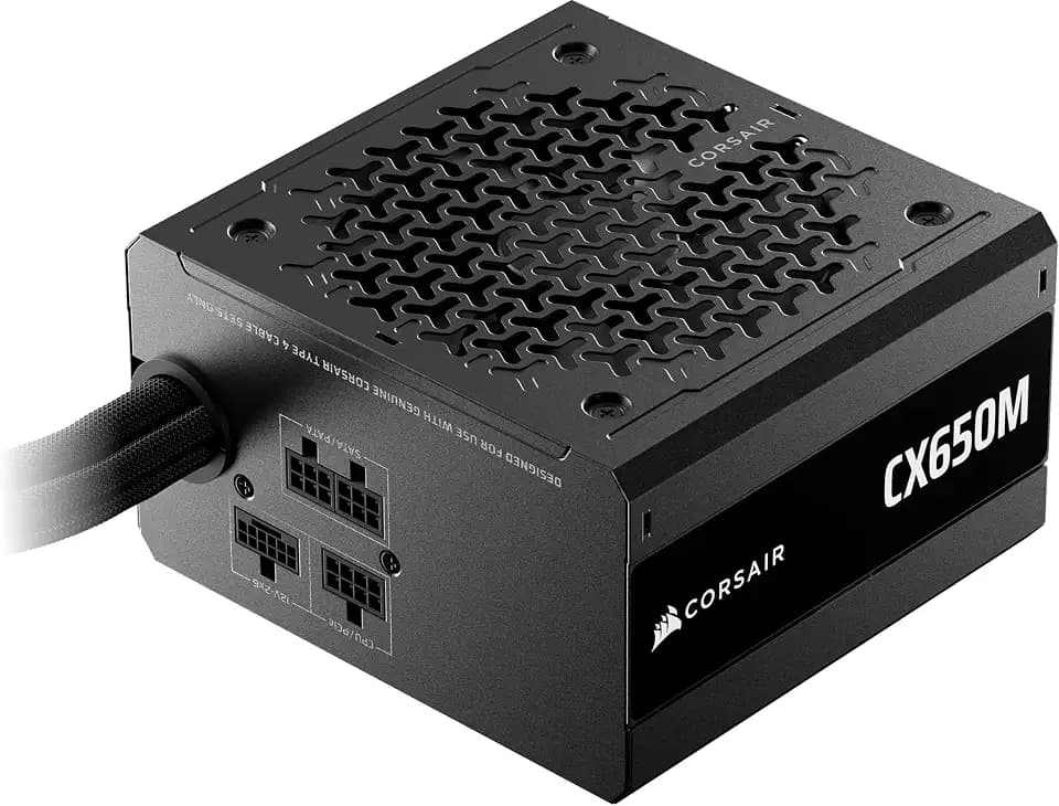 CORSAIR CX650M (2025) Semi Modular ATX 3.1 PCIe 5.1 Low-Noise 650W Power Supply with 12V-2x6 Cable – Cybenetics Bronze Efficiency, LLC Topology, 105°C Capacitors – Black