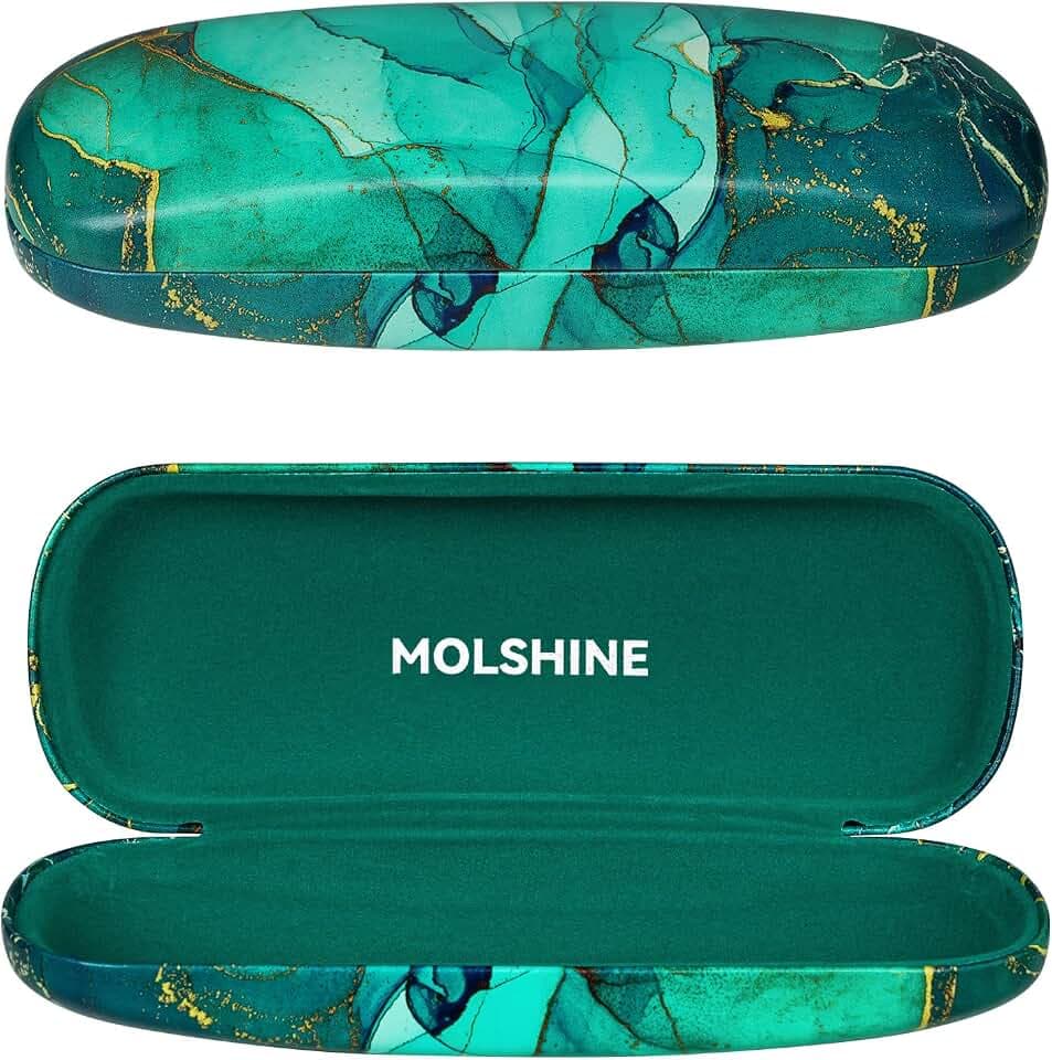 molshine Hartschalen-Brillenetui aus PU-Leder,tragbares Reise-Brillentasche für Männer,Frauen,Mädchen,Reisen,Studium,Arbeit