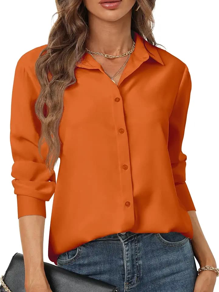 hearain Women's Button Down Shirts Long Sleeve Basic Classic Soft Shirt Collared Fashion Dressy Casual Blouses