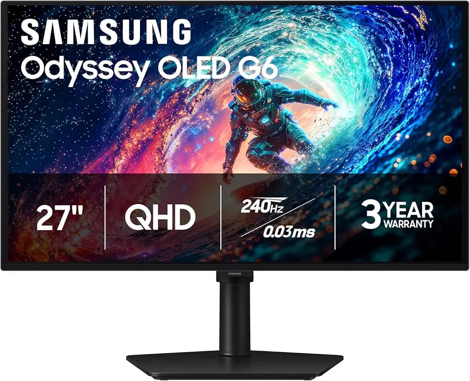 Samsung 27" Odyssey OLED G6 (G61SH) QD-OLED, QHD (1440P) Gaming Monitor