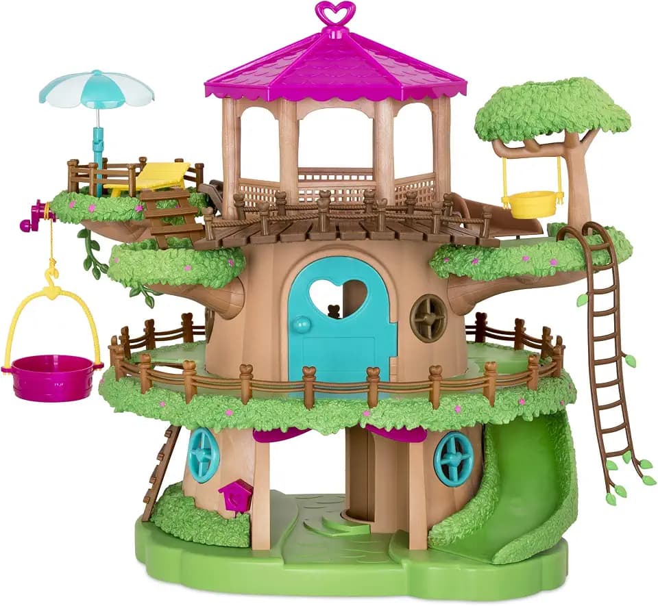 Li’l Woodzeez Familienbaumhaus – Spielset mit Kurbelaufzug