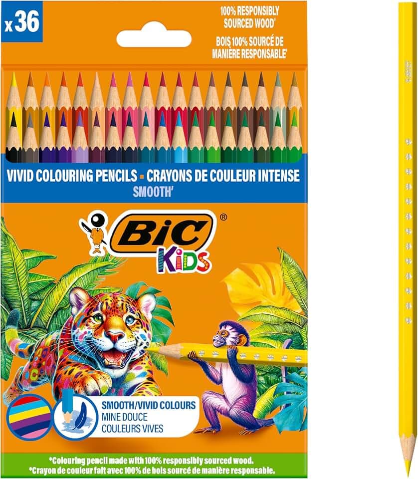 BIC Kids sourced Wood Colouring Pencils for Painting in 36 Colours