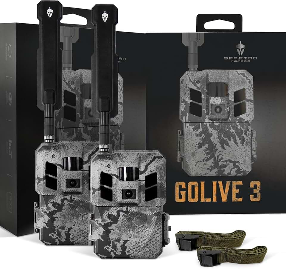 Spartan Camera 2 Pack GoLive3 Hunting Trail Camera, Live Streaming, 96° Wide Angle, Motion Activated, On-Demand FHD Photos and 1080p Videos, Built-in Lithium Battery,Blackout IR Flash,GPS,Weatherproof