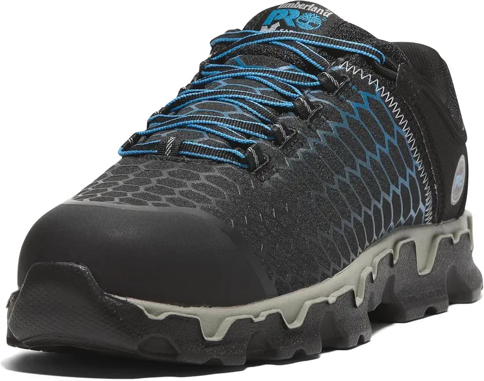 Timberland PRO Men's Powertrain Sport Alloy Safety Toe Industrial Athletic Work Shoe, Black/Blue-2024 New, 8