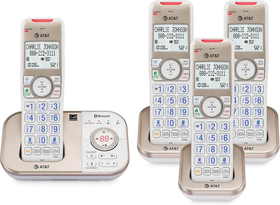 AT&T BL3112-4 Cordless Phone for Home, 4 Handsets