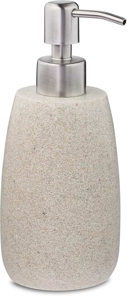 Relaxdays Seifenspender 300 ml, nachfüllbar, Bad, Küche, Flüssigseifenspender, rund, Polyresin, Edelstahlpumpe, Farbwahl