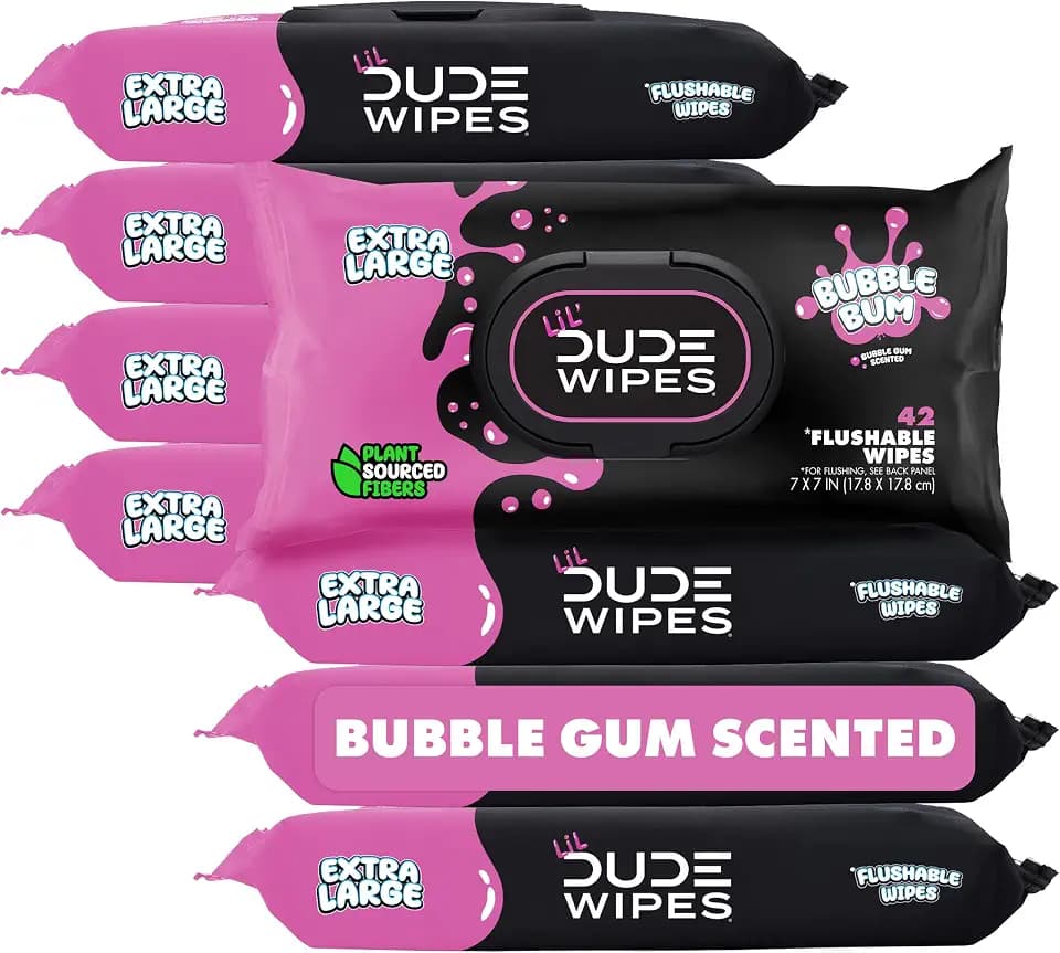 LiL' DUDE Wipes Flushable Potty Training Water Wipes, Bubble Bum, 336 Count