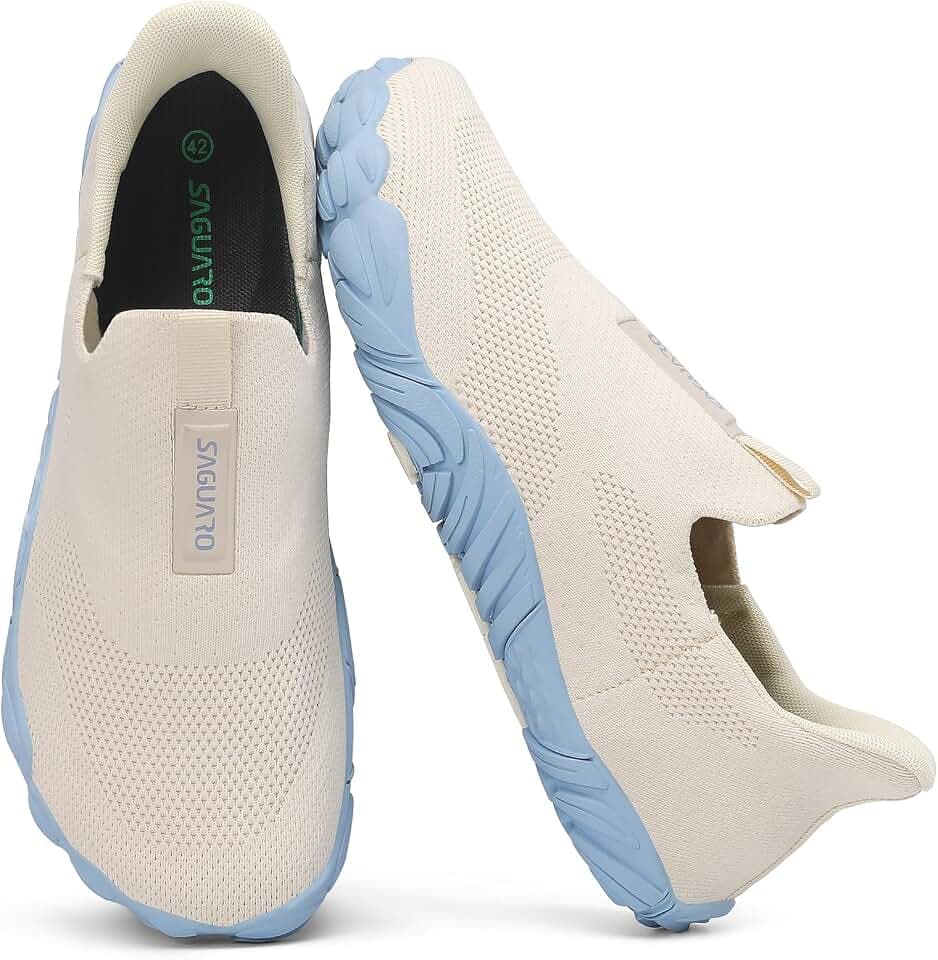 SAGUARO Unisex Barfußschuhe Slip On Fitnessschuhe mit Breiter Zehenbox und Zero-Drop Solhe, Gr. 36-46