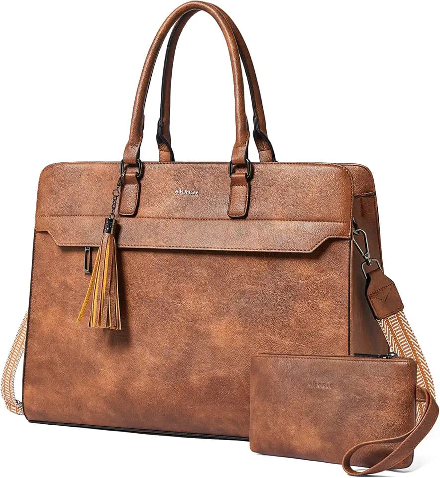 Shrrie 15.6 Inch Laptop Tote Bag with Clutch Purse for Women